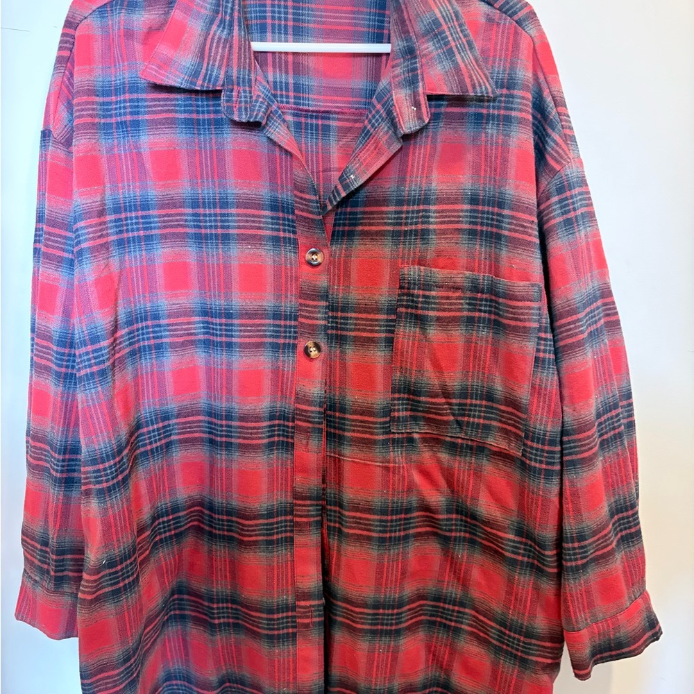 SHEIN Red and Blue Plaid Shirt
